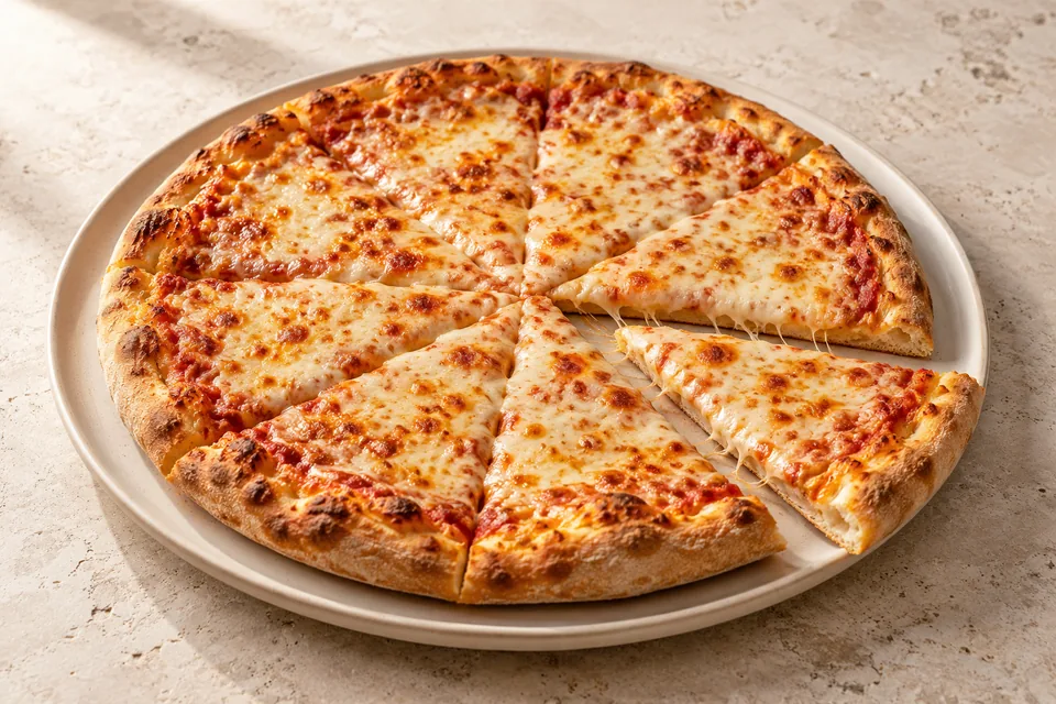 Temsili sucuklu pizza sunumu